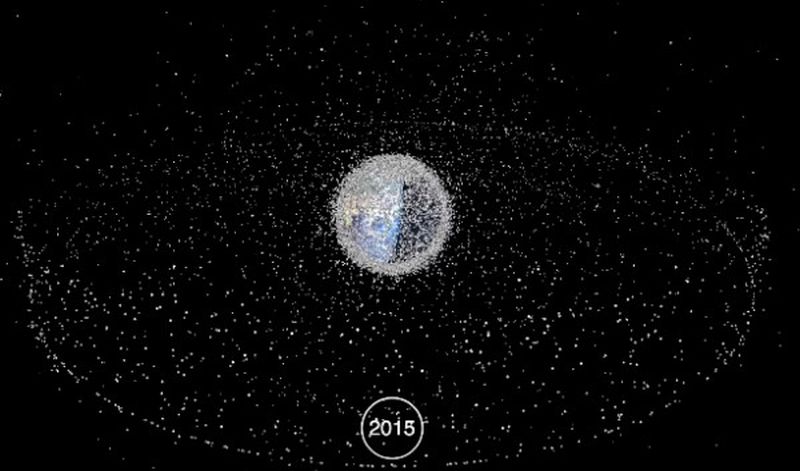 Появление космического мусора на орбите Земли 1957 — 2015 видео
