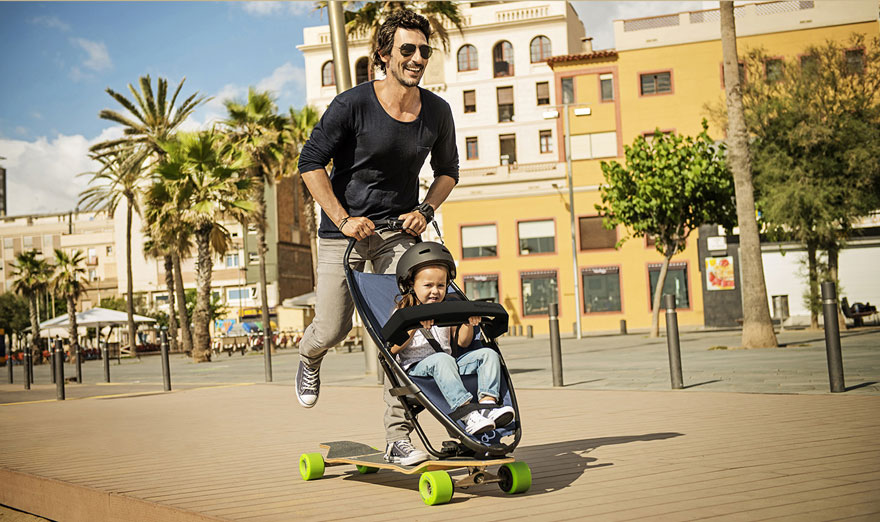 Лонгборд с коляской позволяет родителям и детям получать больше удовольствия на прогулках