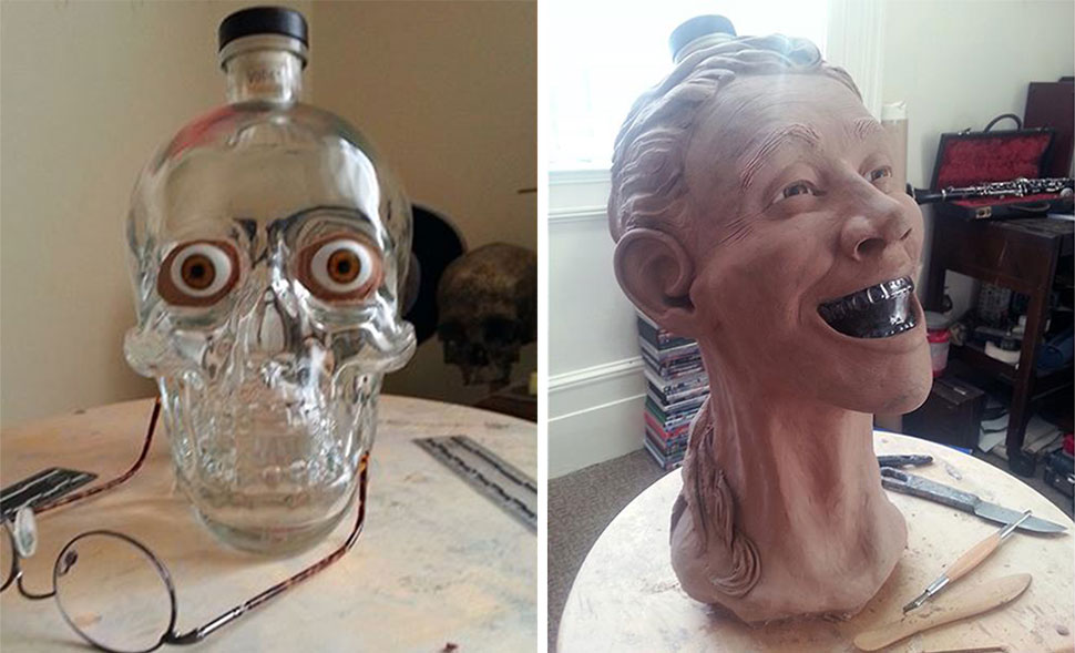 Криминалист купил бутылку водки в виде стеклянного черепа и решил восстановить лицо