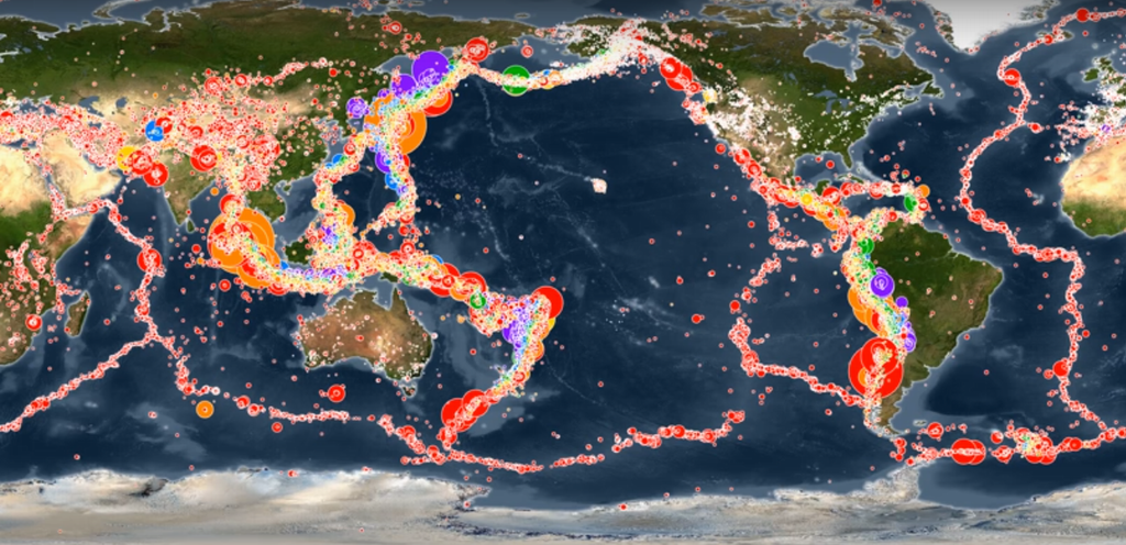 Метеорологи показали все землетрясения в период за 2001–2015 годы